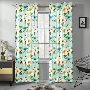 Hummingbird Pattern Print Design 01 Gauze Curtain