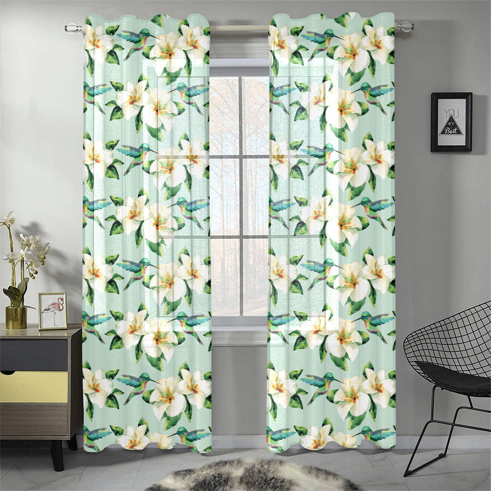 Hummingbird Pattern Print Design 01 Gauze Curtain