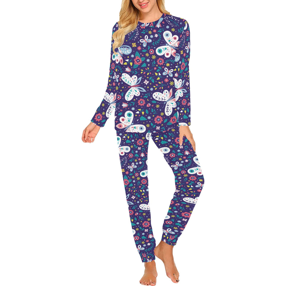 Colorful butterfly flower pattern.eps Women's All Over Print Pajama Set