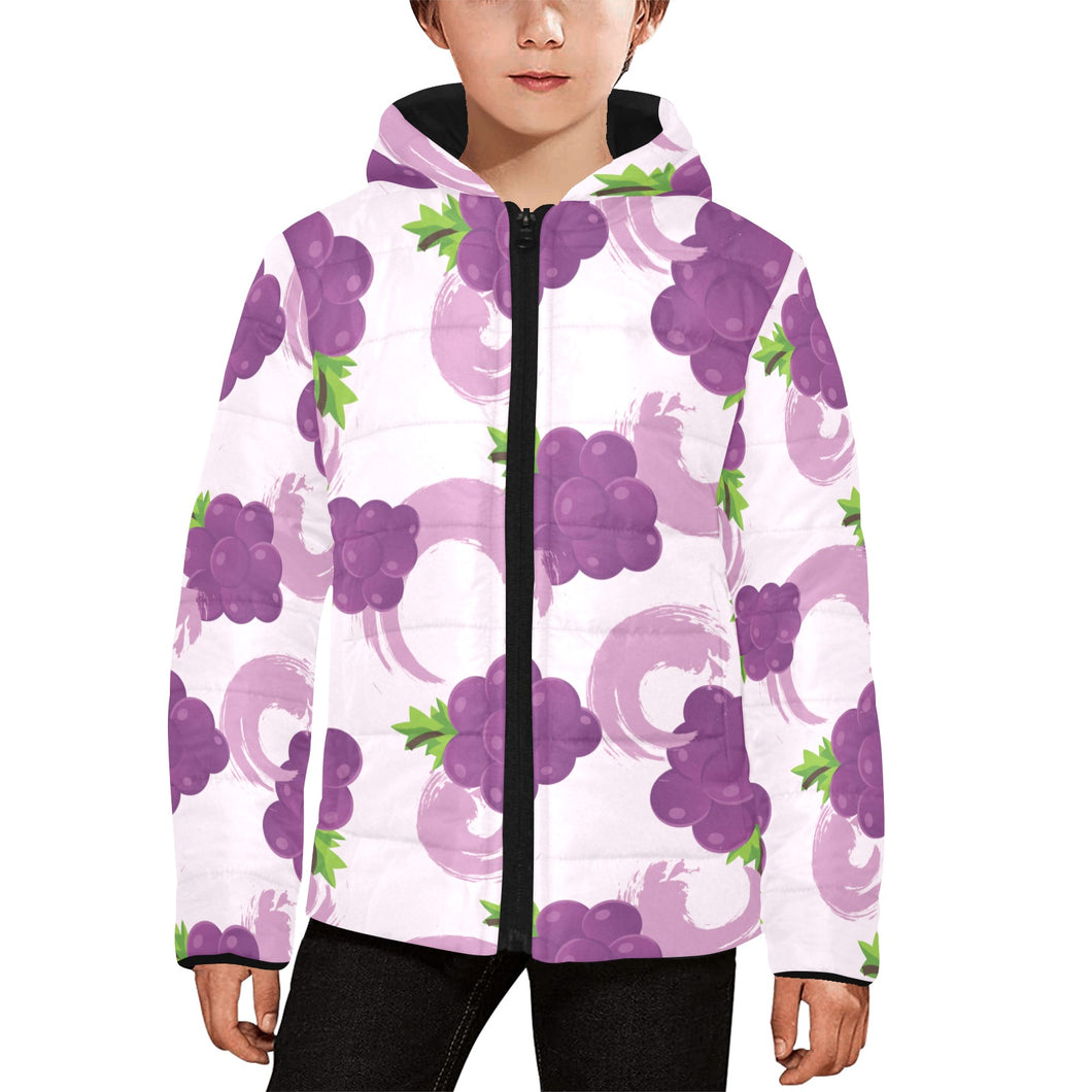 Cute Grape pattern Kids' Boys' Girls' Padded Hooded Jacket