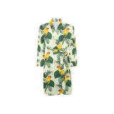 Beautiful parrot palm leaves pattern Men's Long Sleeve Belted Night Robe