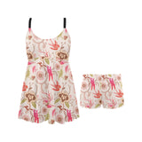 Swallow Pattern Print Design 01 Chest Sexy Pleated Two Piece Swim Dress
