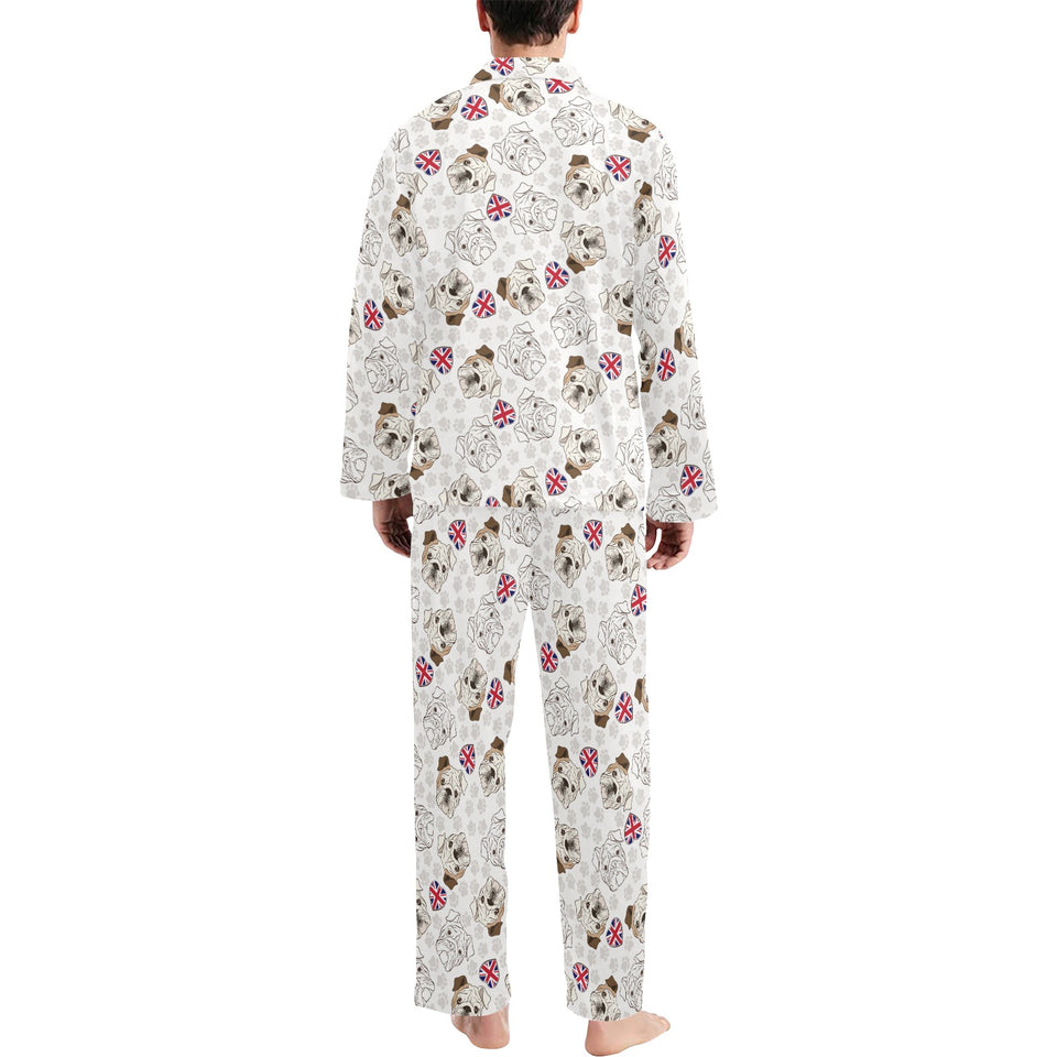 English Bulldog Pattern Print Design 01 Men's Long Pajama Set