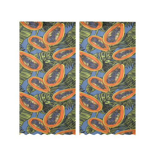 Colorful papaya tropical leaves Gauze Curtain