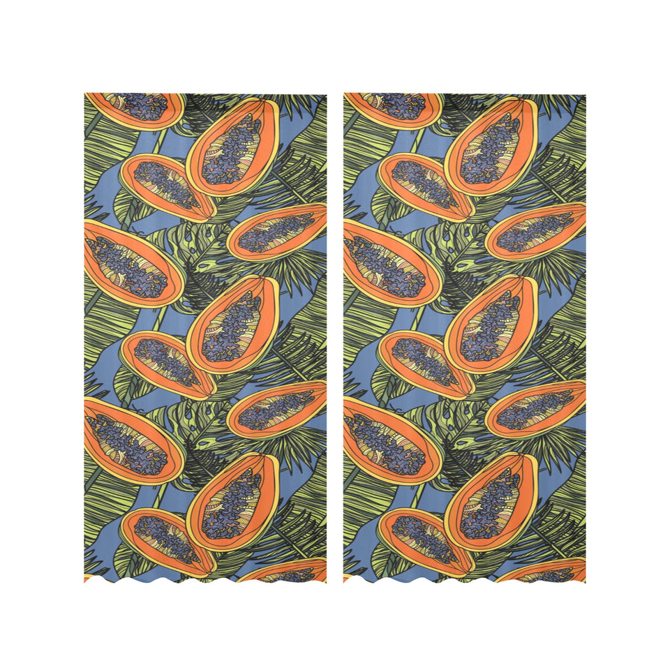 Colorful papaya tropical leaves Gauze Curtain