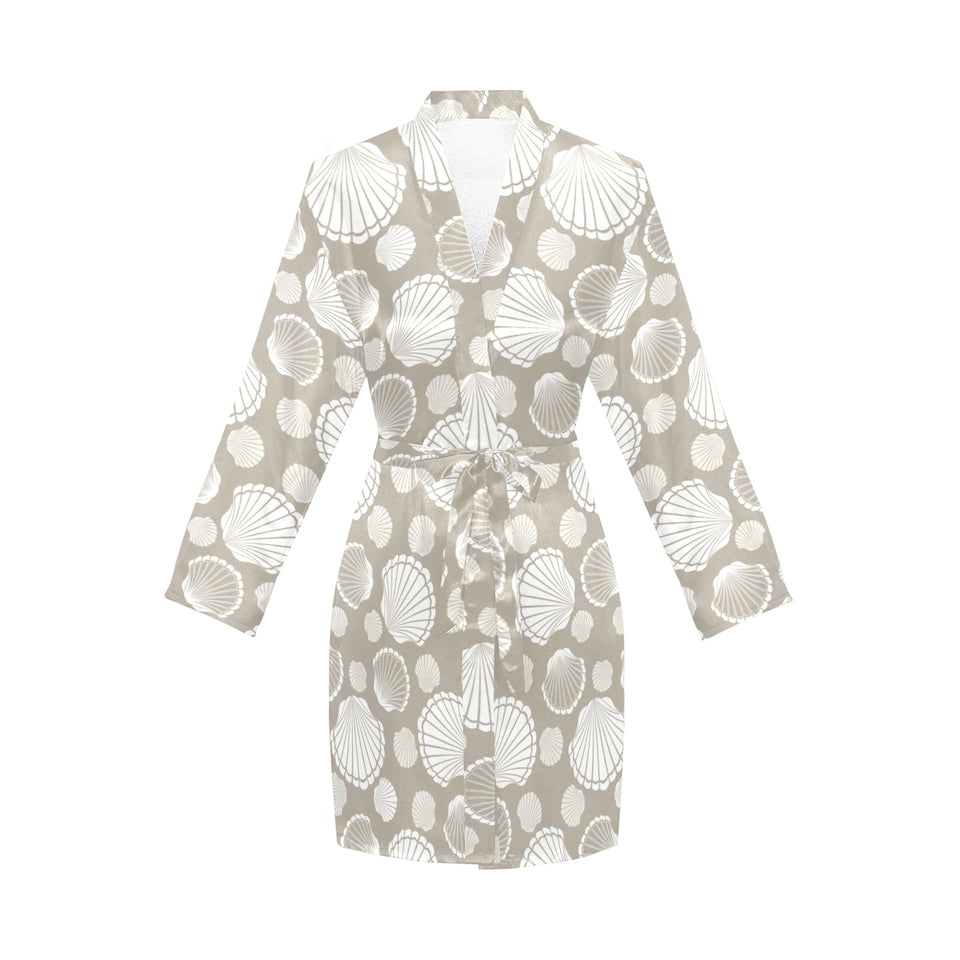 Scallop shell pattern Women's Long Sleeve Belted Night Robe