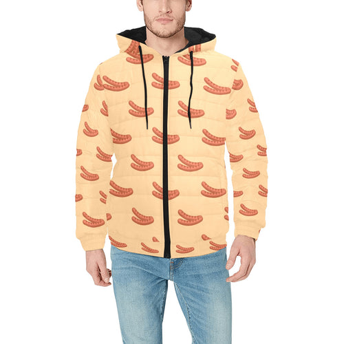 Sausage Pattern Print Design 03 Men's Padded Hooded Jacket