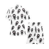 Ninja pattern plaid background Men's V-Neck Short Pajama Set