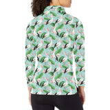 Pelican Pattern Print Design 01 Women's Long Sleeve Polo Shirt