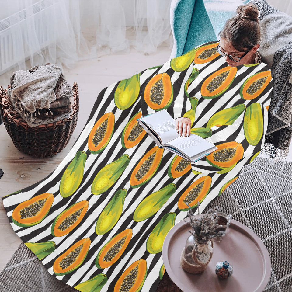 papaya design pattern Blanket Robe with Sleeves
