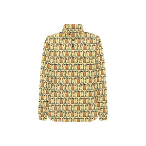 English Bulldog Pattern Print Design 02 Women's Long Sleeve Polo Shirt