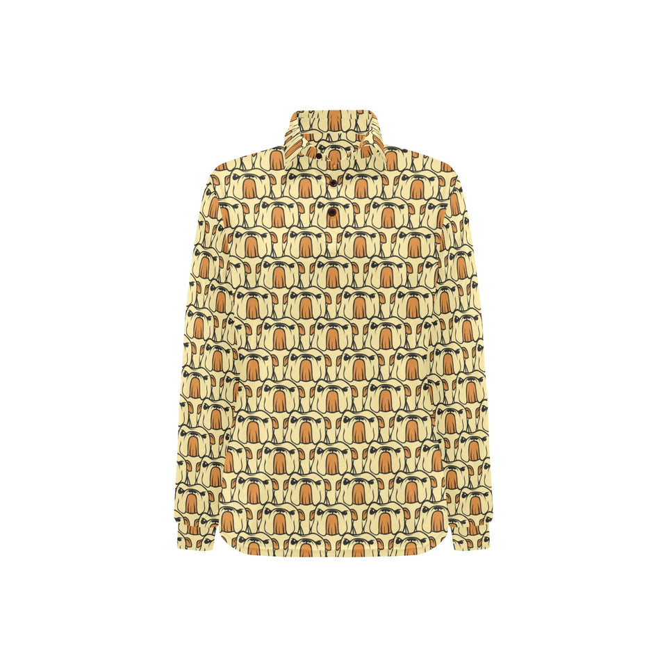 English Bulldog Pattern Print Design 02 Women's Long Sleeve Polo Shirt