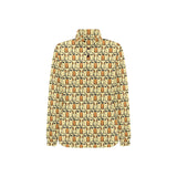 English Bulldog Pattern Print Design 02 Women's Long Sleeve Polo Shirt