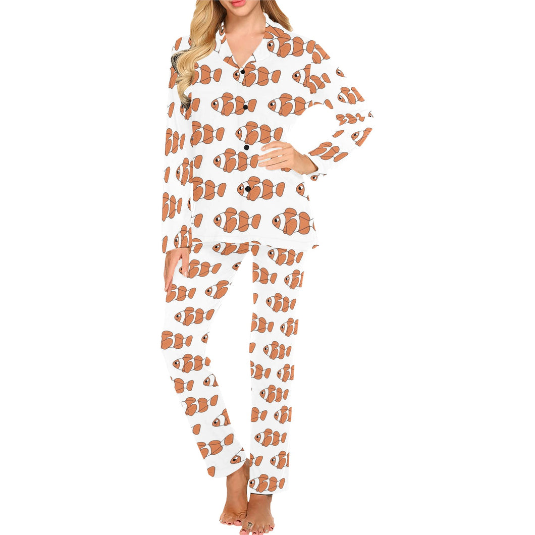 Clown Fish Pattern Print Design 05 Women's Long Pajama Set