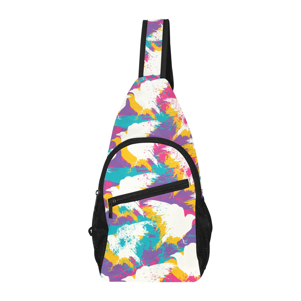 Colorful crow illustration pattern All Over Print Chest Bag