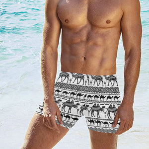 Camel polynesian tribal pattern Men's Swimming Trunks