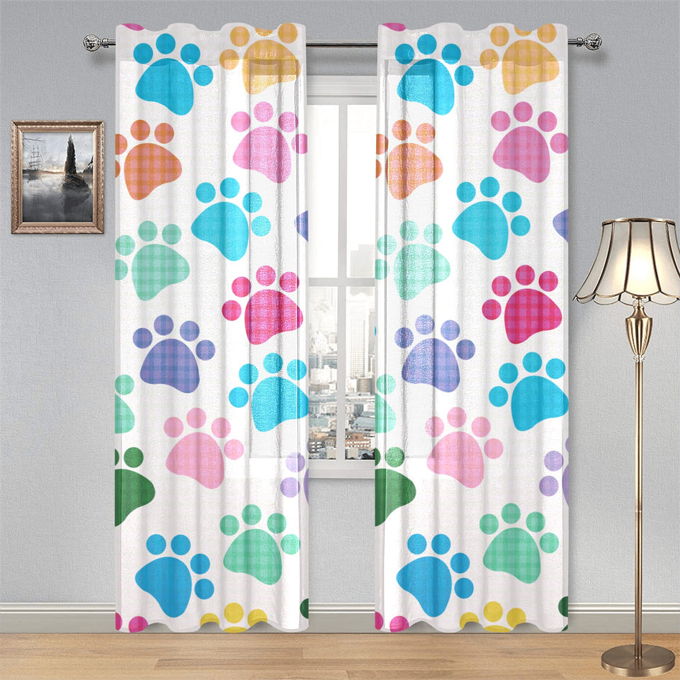 Dog Paws Pattern Print Design 01 Gauze Curtain