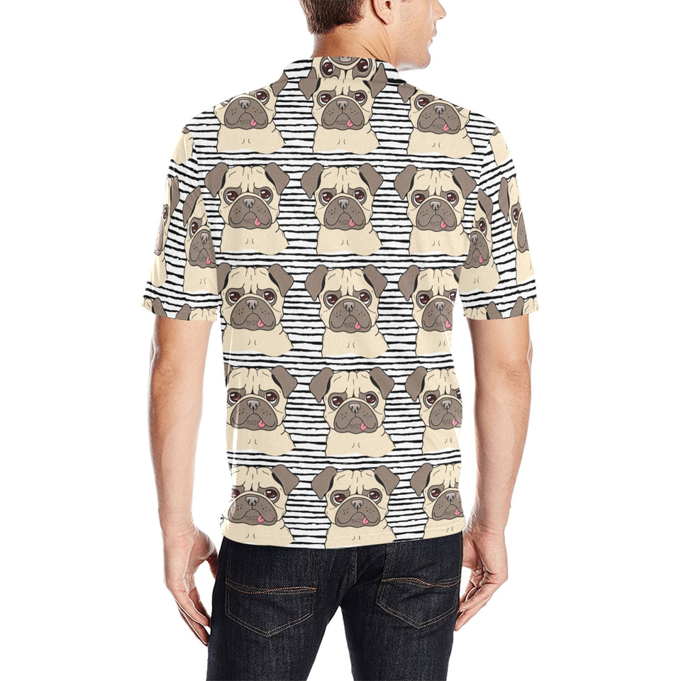Happy pug pattern Men's All Over Print Polo Shirt