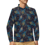 Beautiful peacock feather pattern Men's Long Sleeve Polo Shirt