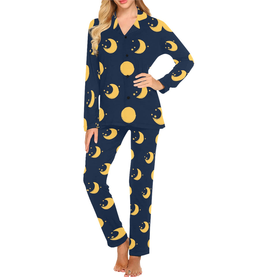 Moon star pattern Women's Long Pajama Set