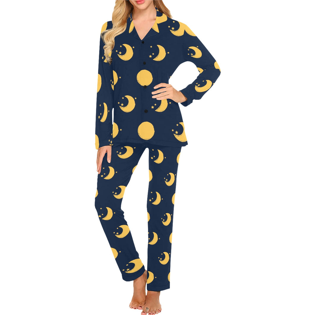 Moon star pattern Women's Long Pajama Set