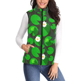 Frog waterlily pattern Women's Padded Vest