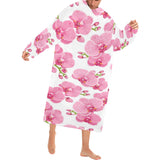 pink purple orchid pattern background Blanket Robe with Sleeves