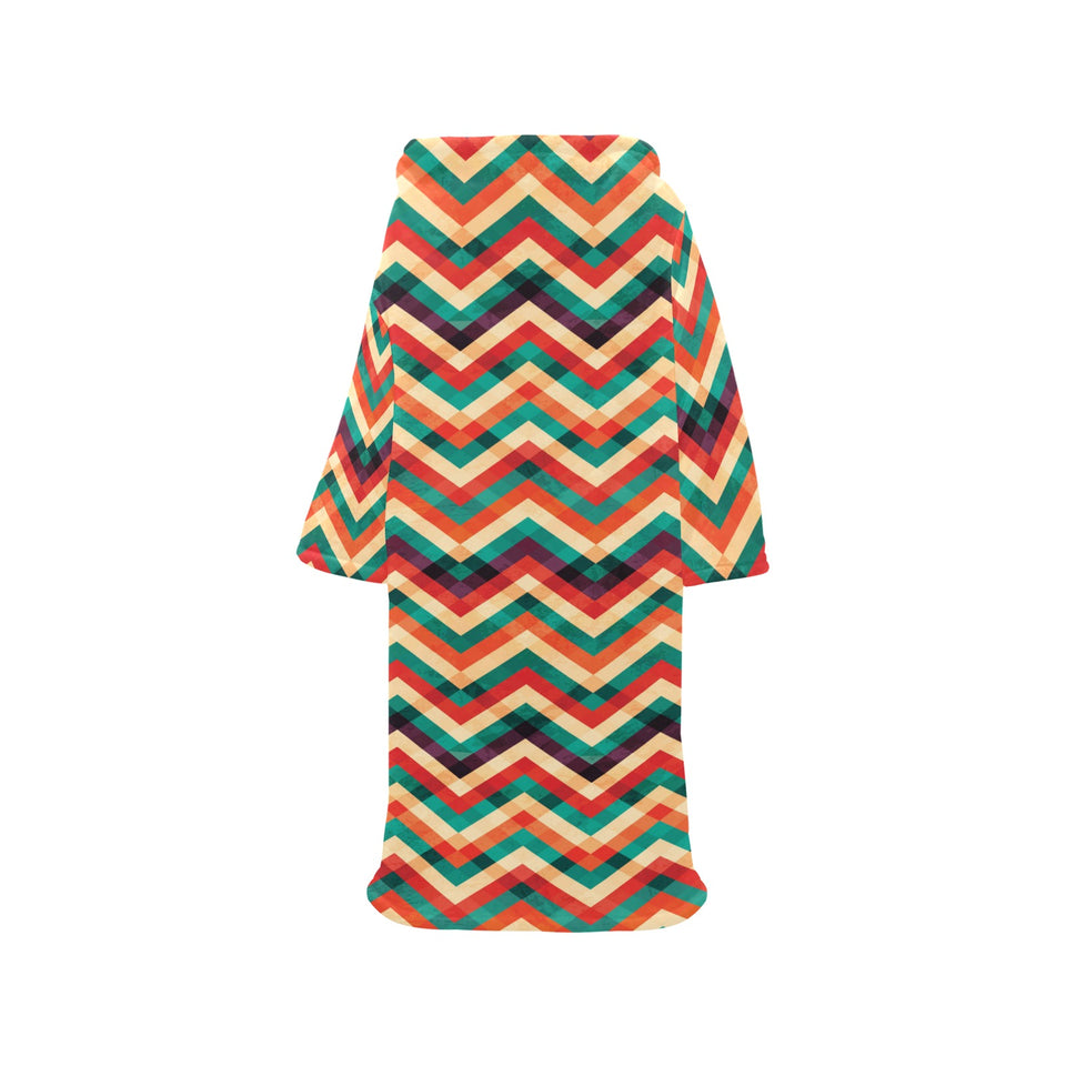 zigzag chevron colorful pattern Blanket Robe with Sleeves