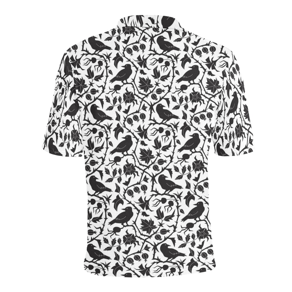 Crow dark floral pattern Men's All Over Print Polo Shirt