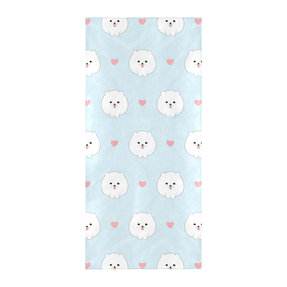 White cute pomeranian pattern Beach Towel