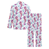 Purple seahorse blue coral pattern Men's Long Pajama Set
