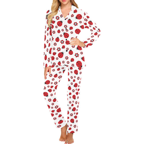 Ladybug Pattern Print Design 04 Women's Long Pajama Set
