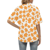 Orange Maple Leaf pattern Women's All Over Print Hawaiian Shirt