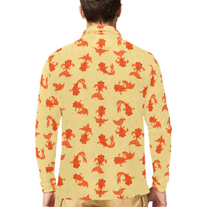 Goldfish Pattern Print Design 02 Men's Long Sleeve Polo Shirt
