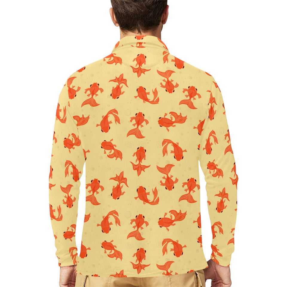 Goldfish Pattern Print Design 02 Men's Long Sleeve Polo Shirt
