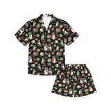 Raccoon watermelon pattern Kids' Boys' Girls' V-Neck Short Pajama Set