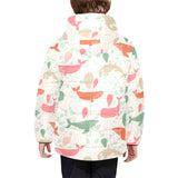 Cute whale pattern Kids' Boys' Girls' Padded Hooded Jacket
