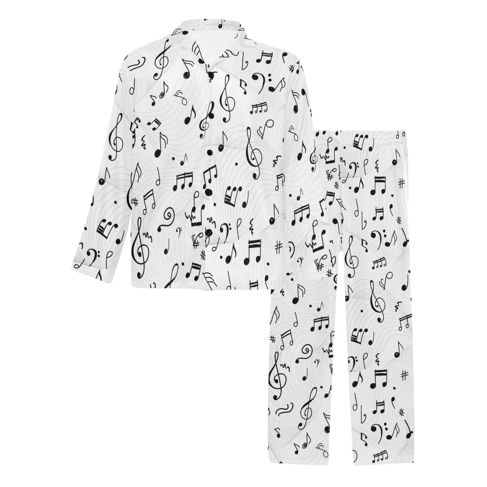 Music Notes Pattern Print Design 04 Men's Long Pajama Set