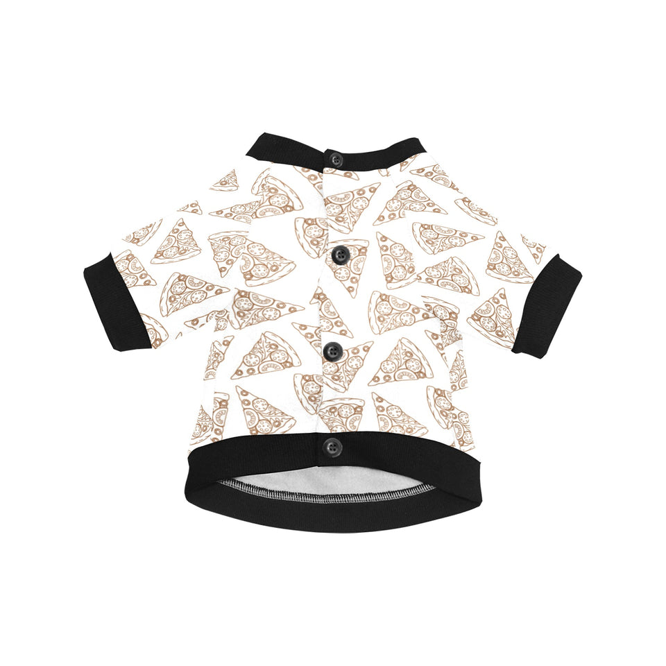 Hand drawn pizza pattern All Over Print Pet Dog Round Neck Fuzzy Shirt