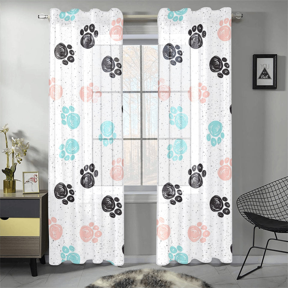 Dog Paws Pattern Print Design 04 Gauze Curtain