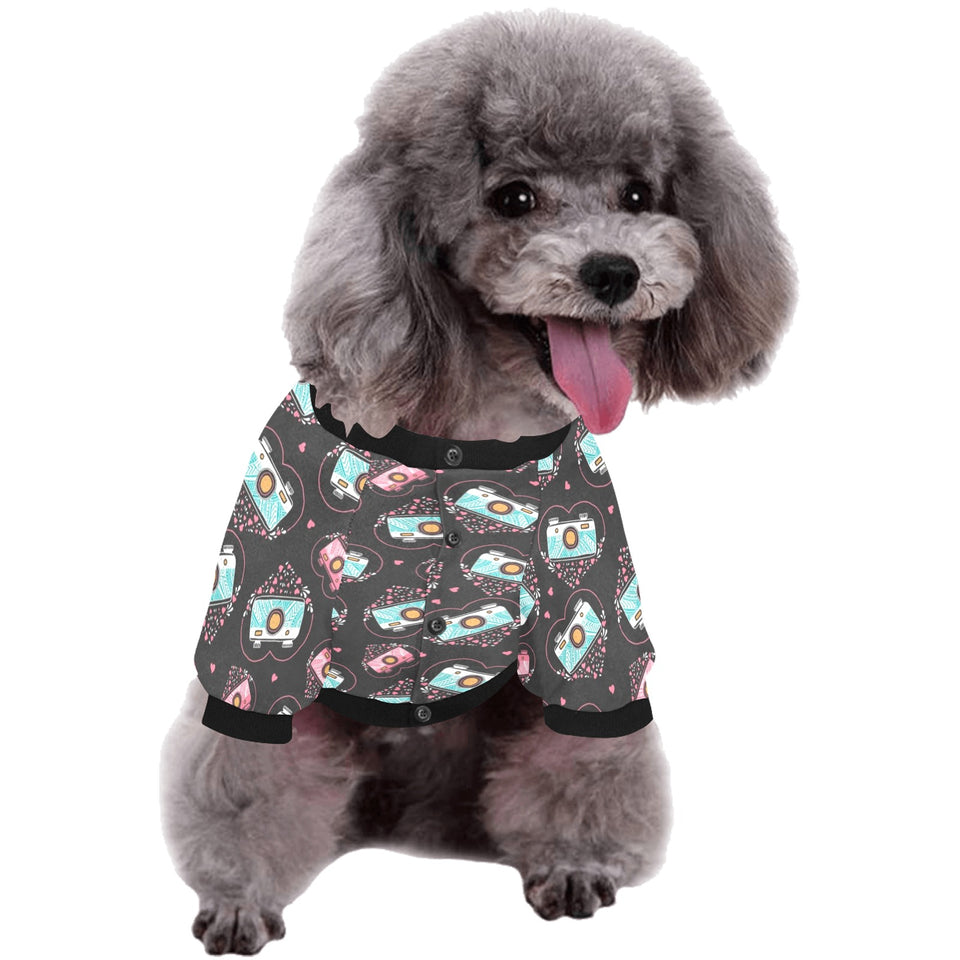 Camera Pattern Print Design 04 All Over Print Pet Dog Round Neck Fuzzy Shirt