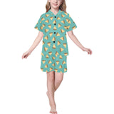 Sandwich Pattern Print Design 03 Kids' Boys' Girls' V-Neck Short Pajama Set