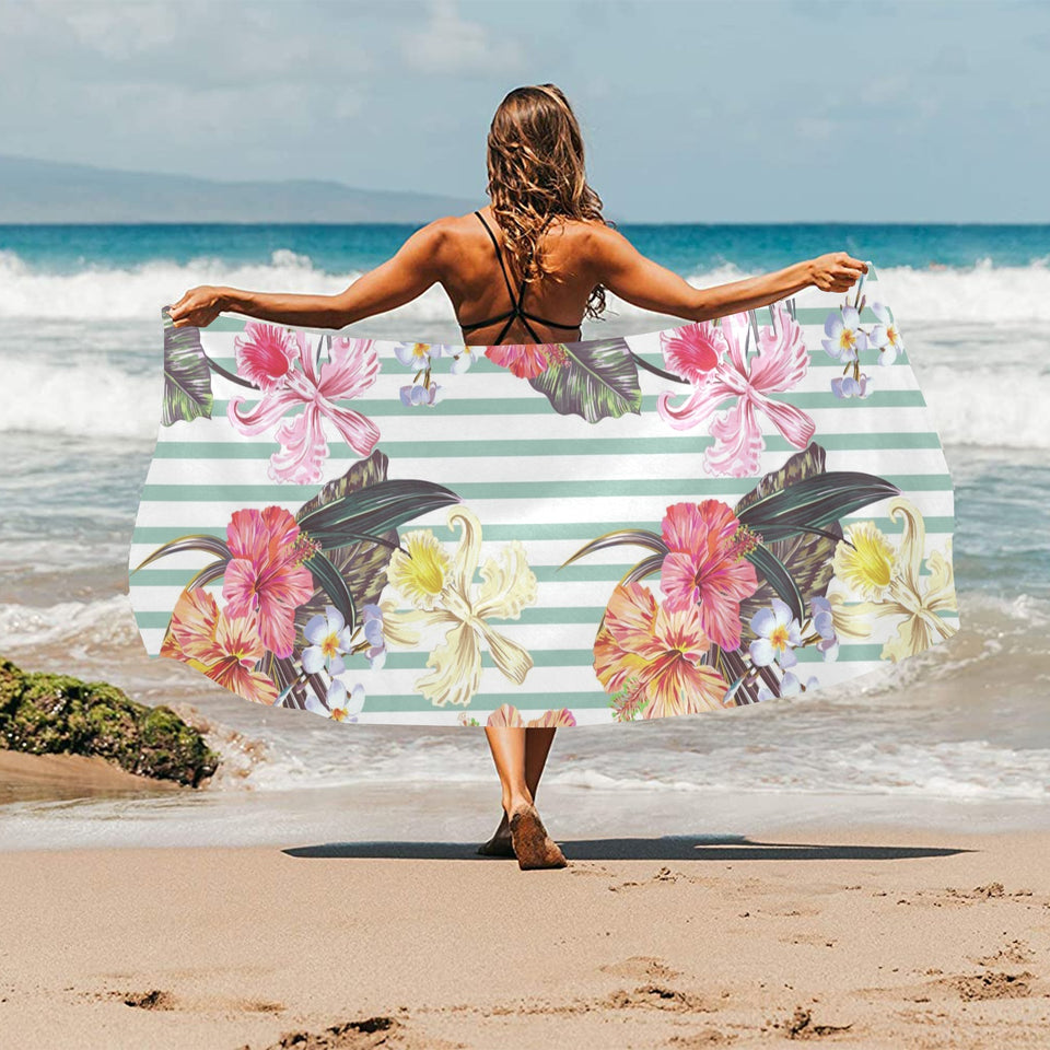 Colorful orchid flower pattern Beach Towel