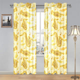 Saxophone cornet pattern yellow background Gauze Curtain
