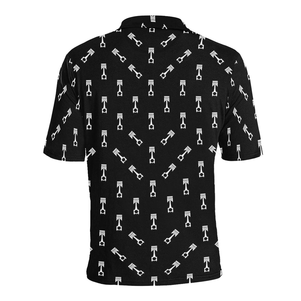 Engine Piston Black Theme Pattern Print Design 03 Men's All Over Print Polo Shirt