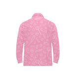 Sweet candy pink background Men's Long Sleeve Polo Shirt