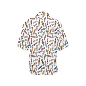 Skate Board Pattern Print Design 05 Women's All Over Print Hawaiian Shirt