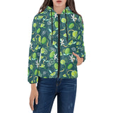 Lime ice flower pattern Women's Padded Hooded Jacket