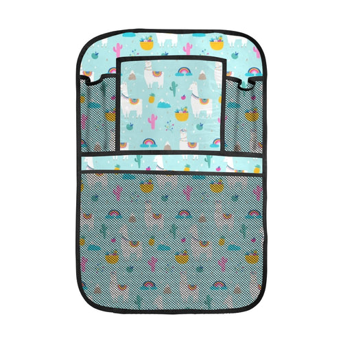 Llama alpaca cactus leaves pattern Car Seat Back Organizer