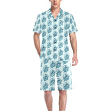 Swordfish Pattern Print Design 05 Men's V-Neck Short Pajama Set